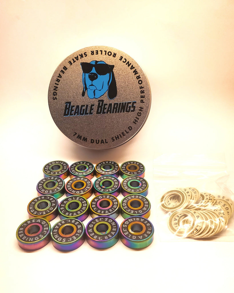 7mm Rainbow/Black High Performance Bearings W/ White Swappable Shields